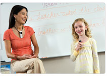 Teacher and Student using Lightspeed microphones